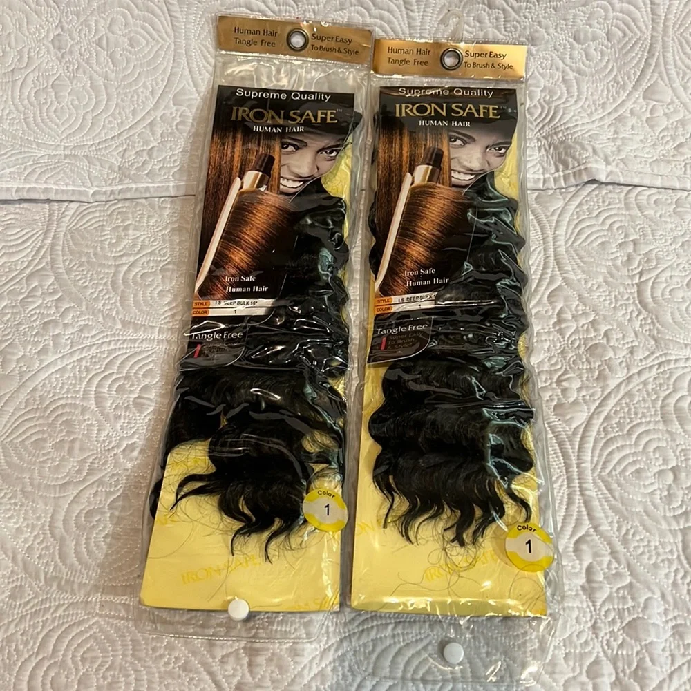 Supreme quality iron safe human hair, 2 packs, new in package‎